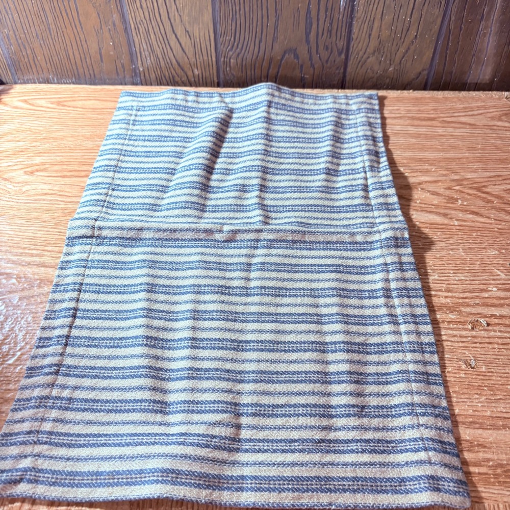 Park Designs Blue Tan Ticking Stripe Cotton Woven Place Mat Lot o 4